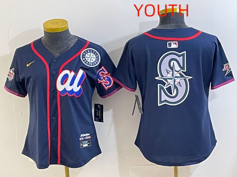 Youth 2025 Seattle Mariners Blank Drak Blue All star Nike MLB Jersey style 010